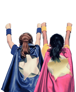 two young girls dressed as super heroes