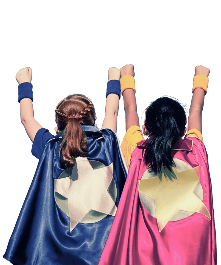 two young girls dressed as super heroes