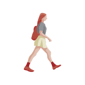illustrtion of young women walking, she has a backpack